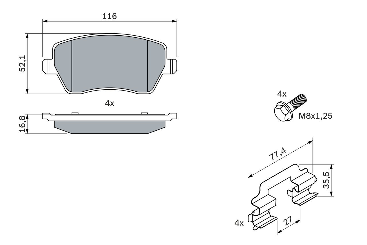 Brake Pad Set, disc brake - 0 986 494 592 BOSCH