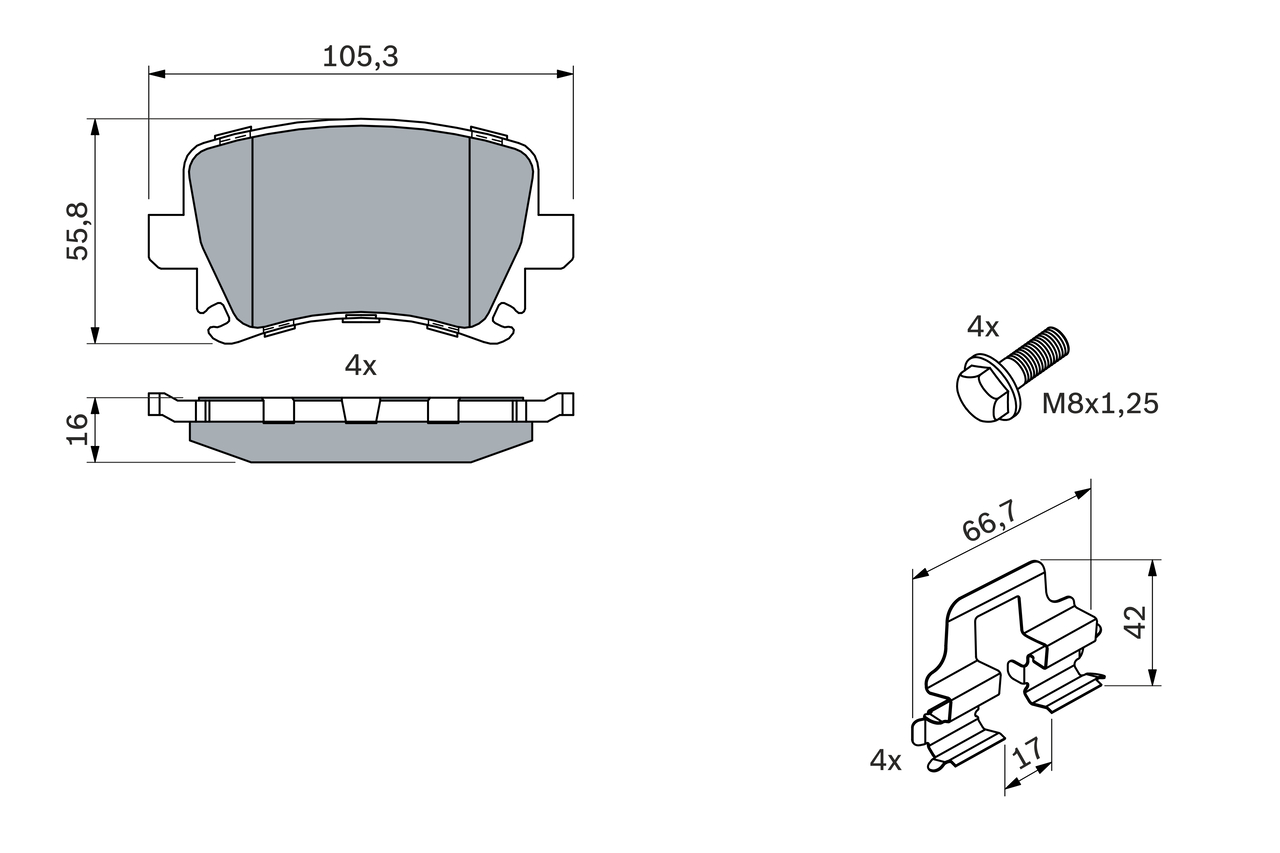 Brake Pad Set, disc brake - 0 986 494 595 BOSCH