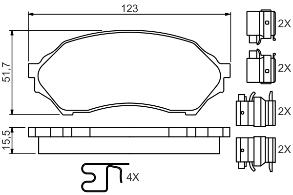 Brake Pad Set, disc brake - 0 986 494 616 BOSCH