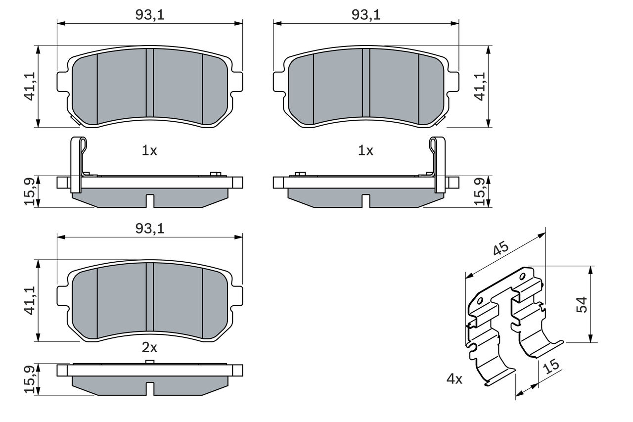 Brake Pad Set, disc brake - 0 986 494 627 BOSCH