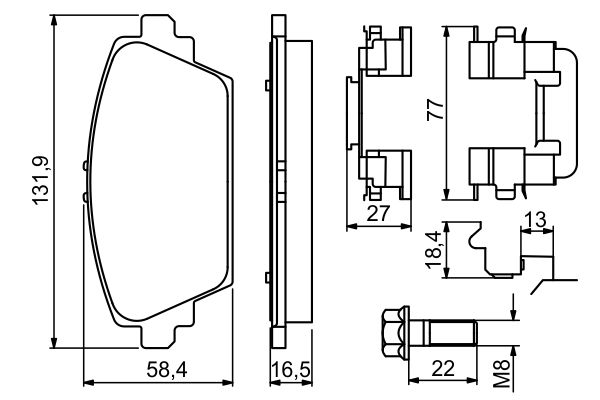 Brake Pad Set, disc brake - 0 986 494 629 BOSCH