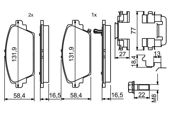 Brake Pad Set, disc brake - 0 986 494 633 BOSCH