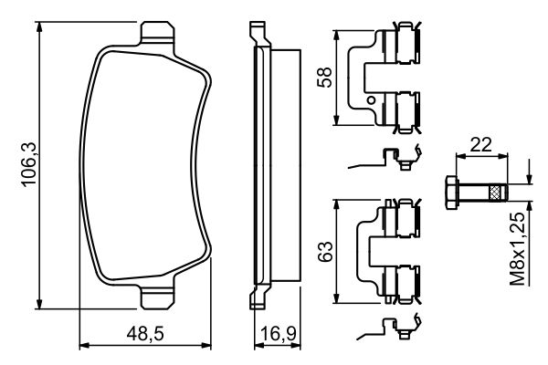 Brake Pad Set, disc brake - 0 986 494 641 BOSCH