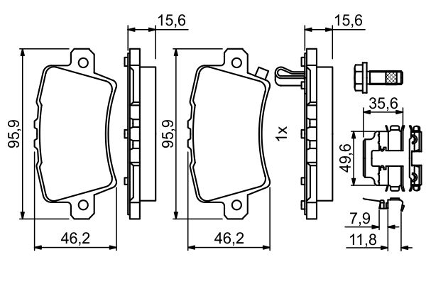 Brake Pad Set, disc brake - 0 986 494 642 BOSCH