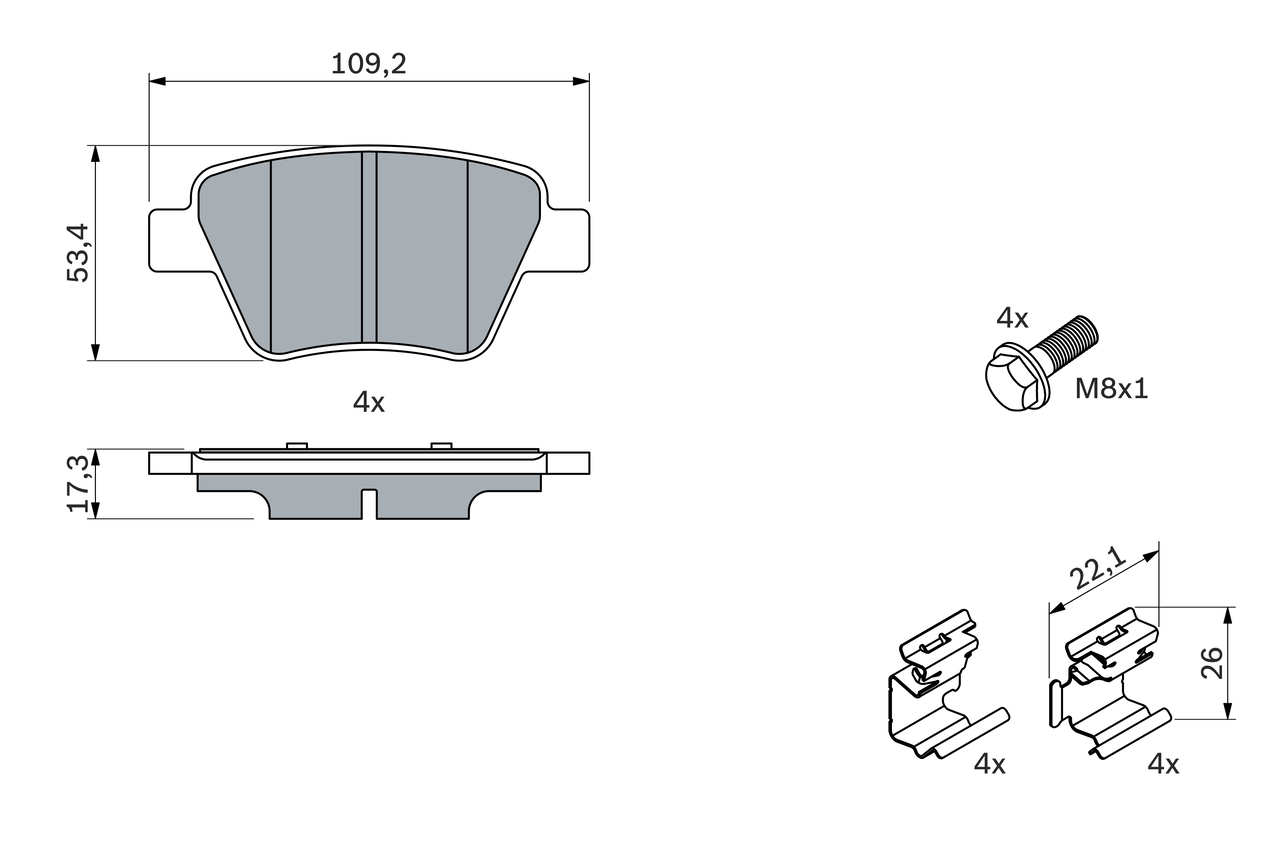 Brake Pad Set, disc brake - 0 986 494 643 BOSCH