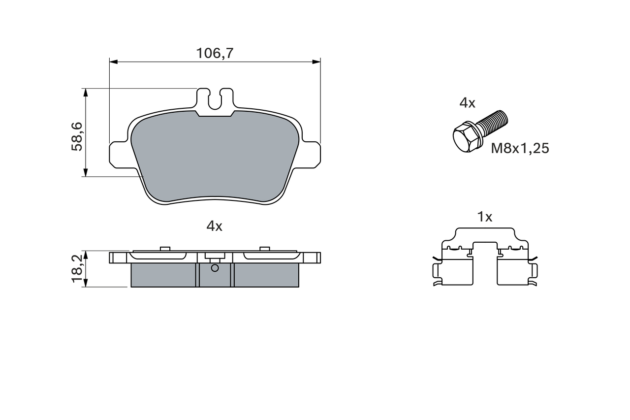 Brake Pad Set, disc brake - 0 986 494 664 BOSCH