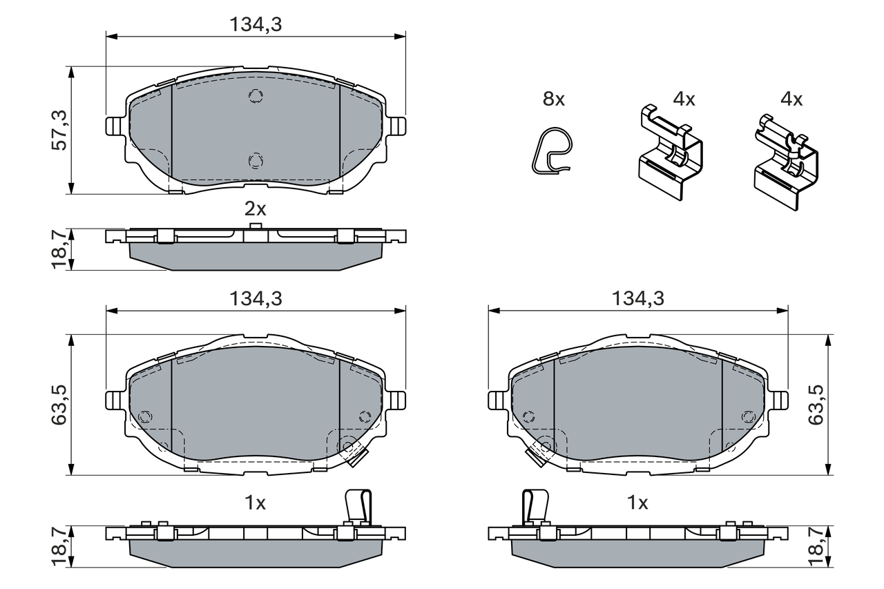 Brake Pad Set, disc brake - 0 986 494 676 BOSCH