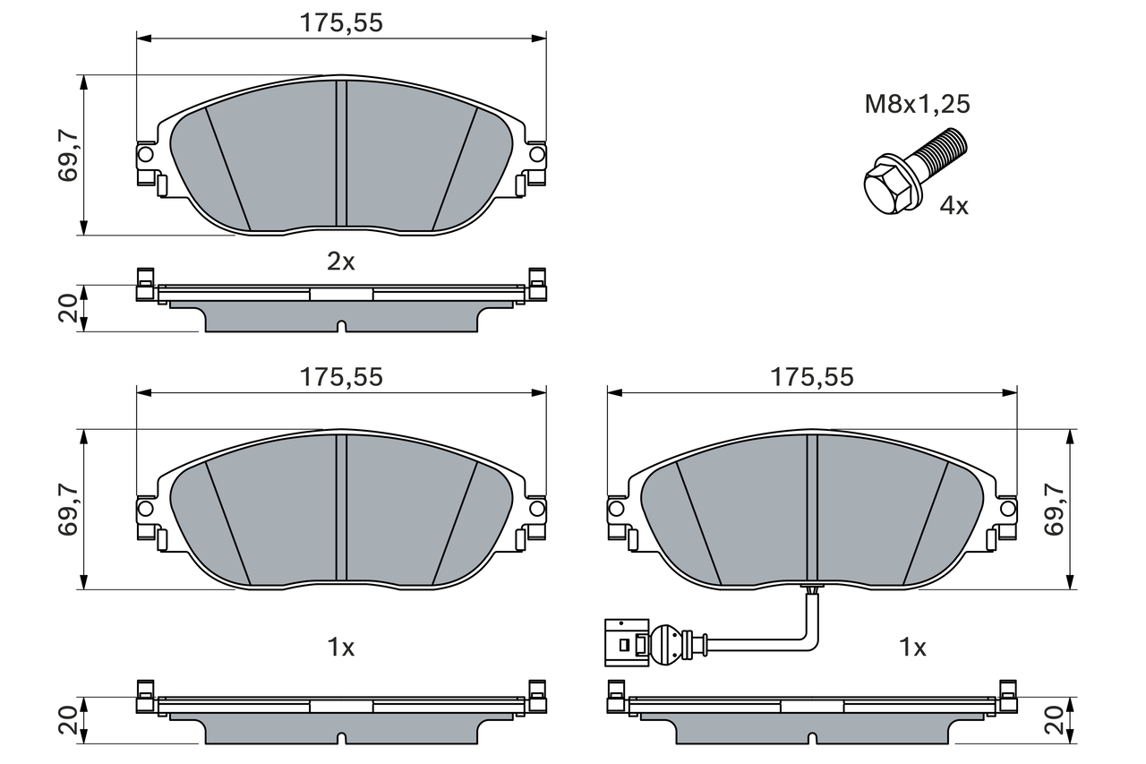 Brake Pad Set, disc brake - 0 986 494 704 BOSCH