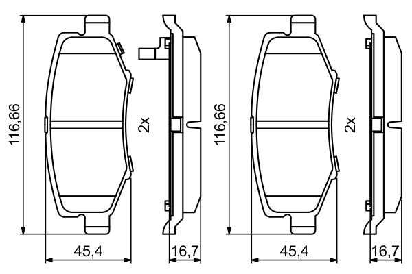 Brake Pad Set, disc brake - 0 986 494 706 BOSCH