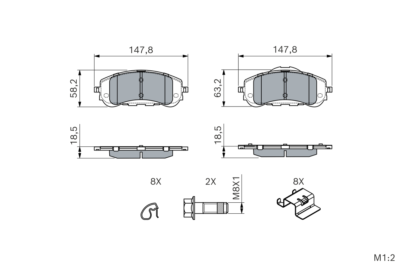 Brake Pad Set, disc brake - 0 986 494 714 BOSCH