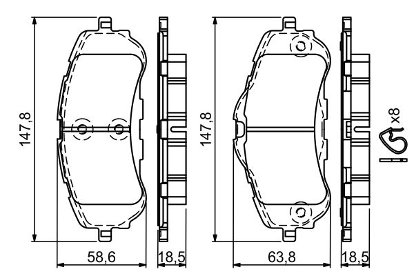 Brake Pad Set, disc brake - 0 986 494 714 BOSCH