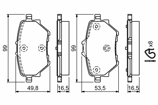 Brake Pad Set, disc brake - 0 986 494 716 BOSCH