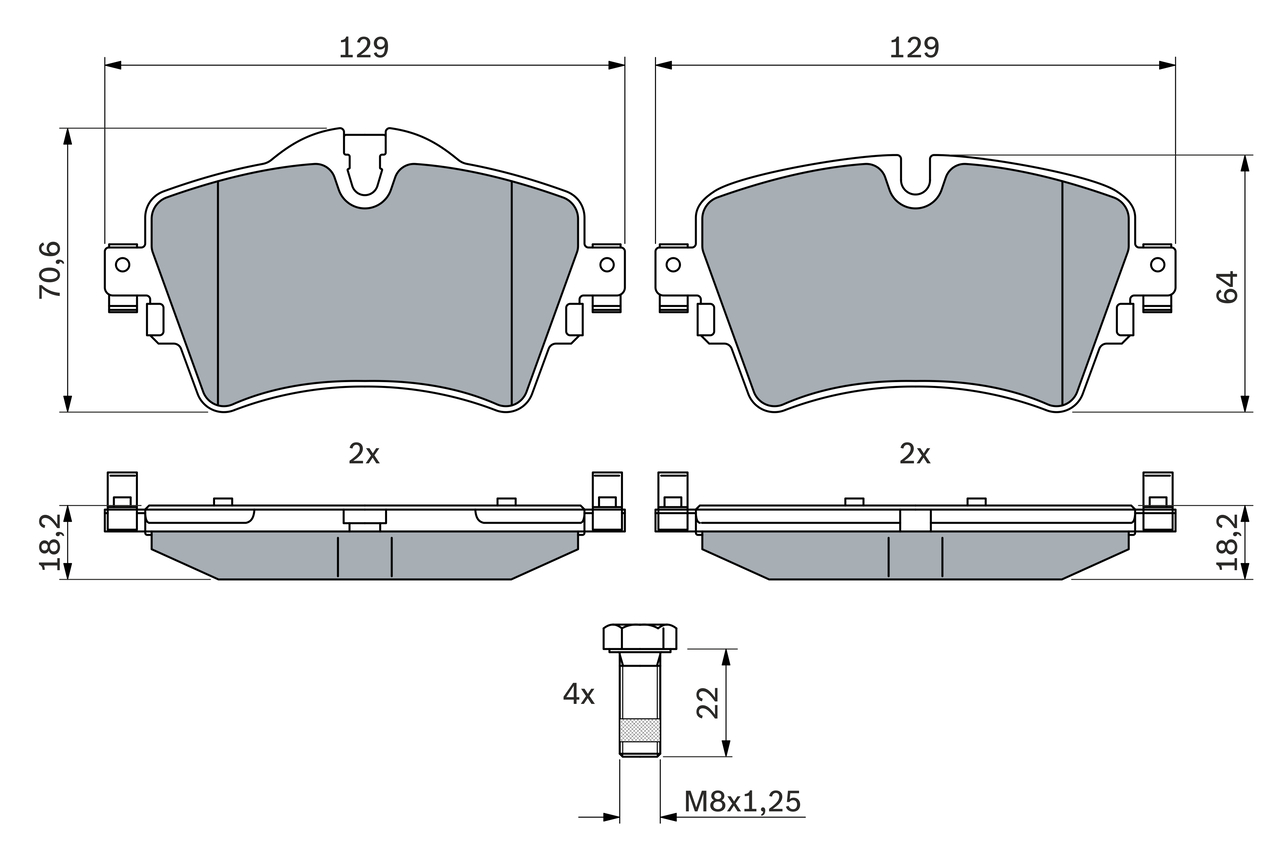 Brake Pad Set, disc brake - 0 986 494 736 BOSCH