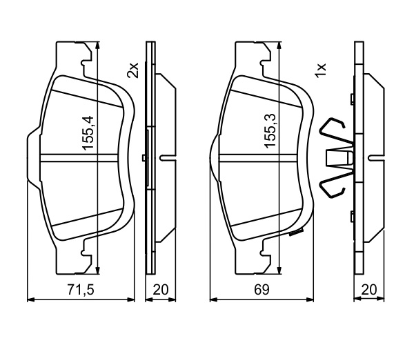 Brake Pad Set, disc brake - 0 986 494 801 BOSCH