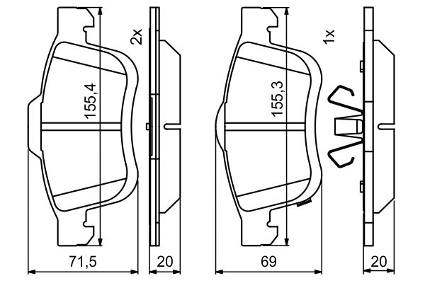 Brake Pad Set, disc brake - 0 986 494 801 BOSCH