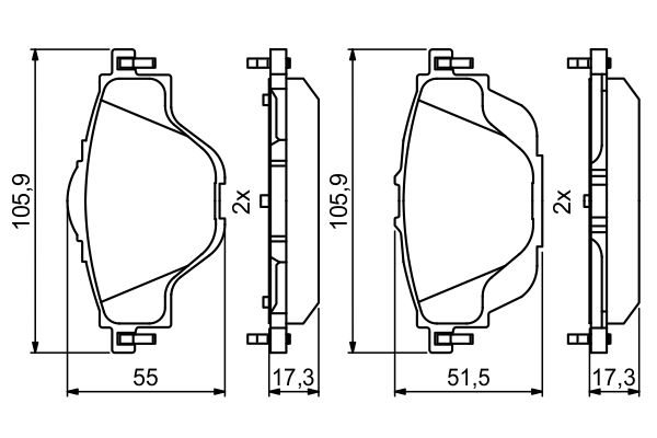 Brake Pad Set, disc brake - 0 986 494 805 BOSCH