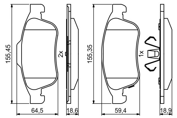 Brake Pad Set, disc brake - 0 986 494 826 BOSCH