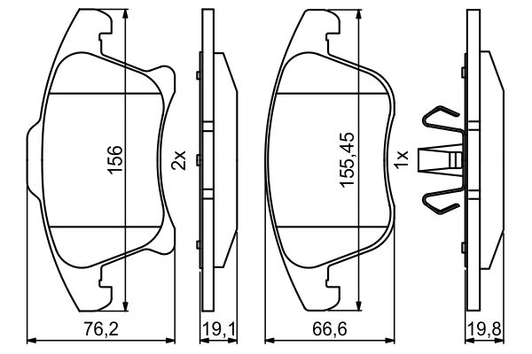 Brake Pad Set, disc brake - 0 986 494 837 BOSCH