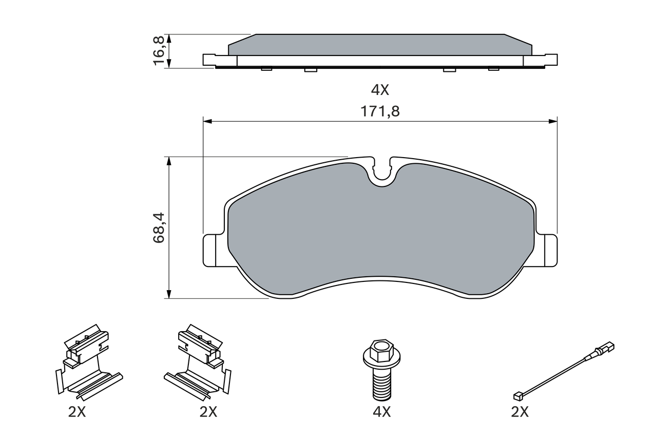 Brake Pad Set, disc brake - 0 986 494 844 BOSCH