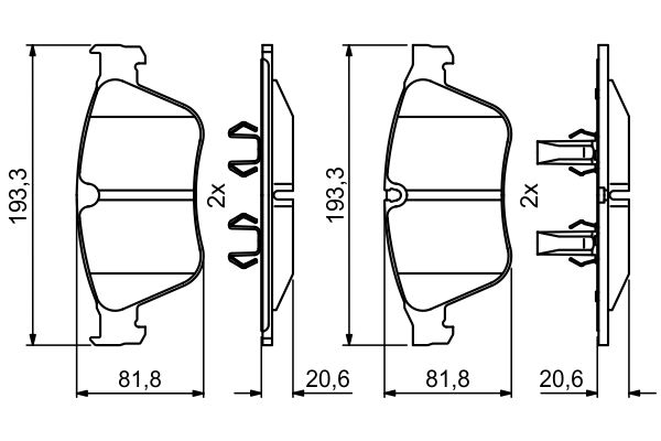 Brake Pad Set, disc brake - 0 986 494 875 BOSCH