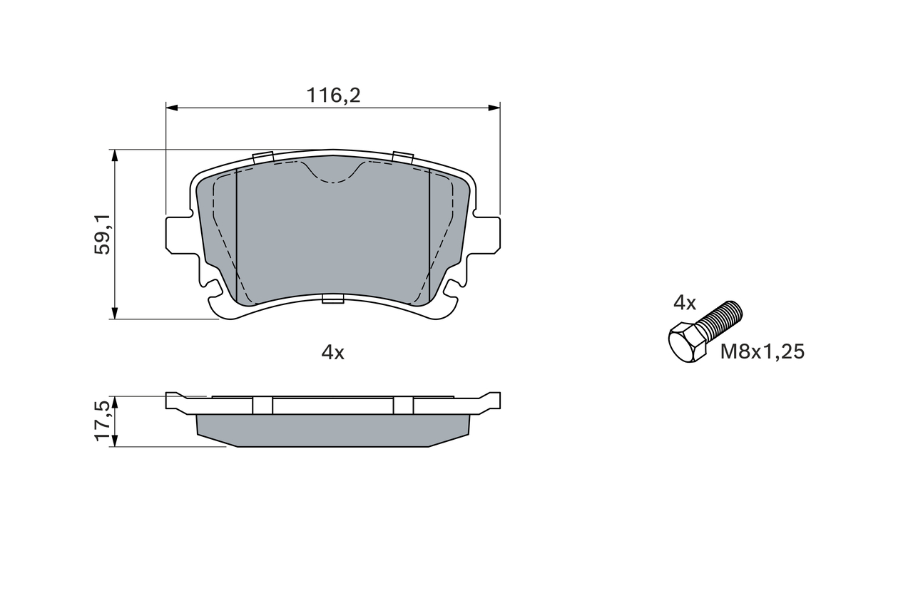 Brake Pad Set, disc brake - 0 986 494 889 BOSCH