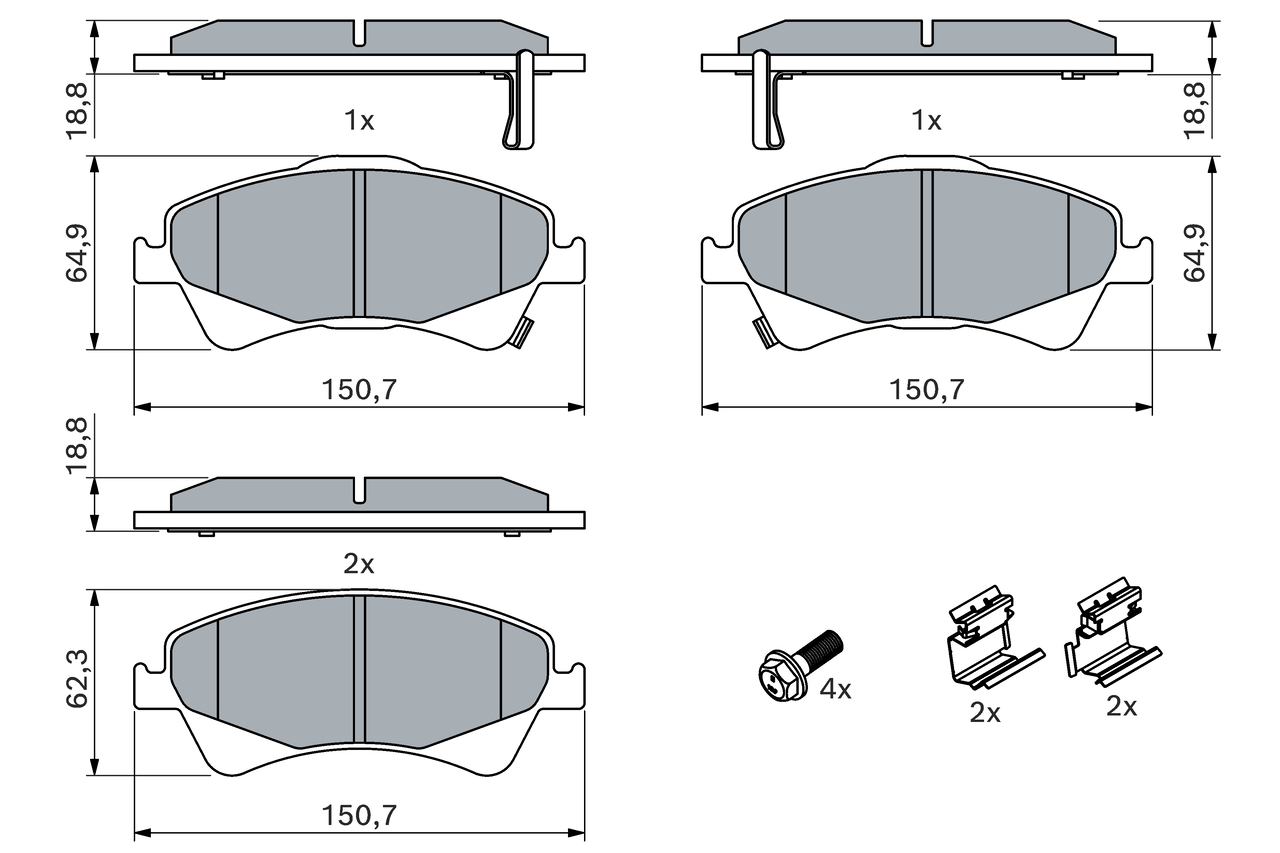 Brake Pad Set, disc brake - 0 986 494 932 BOSCH
