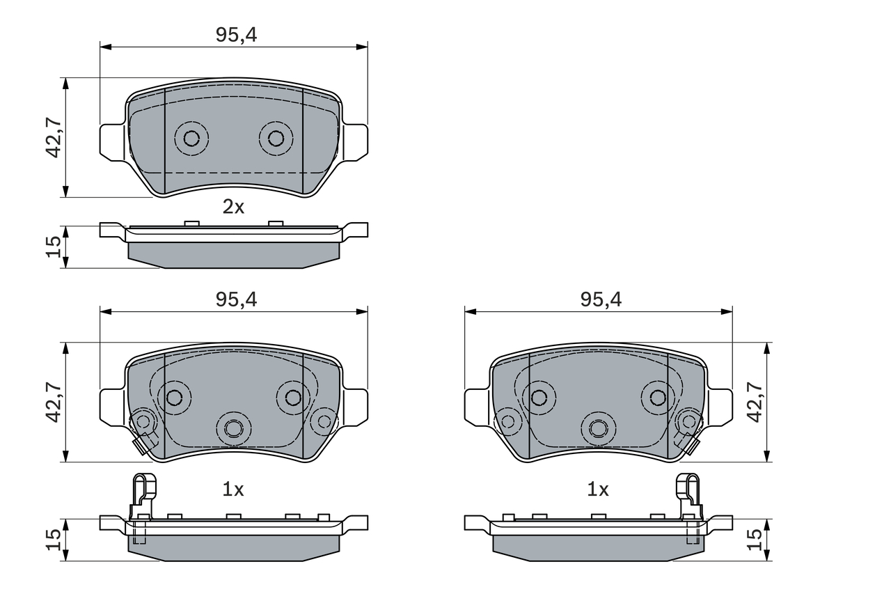 Brake Pad Set, disc brake - 0 986 494 954 BOSCH