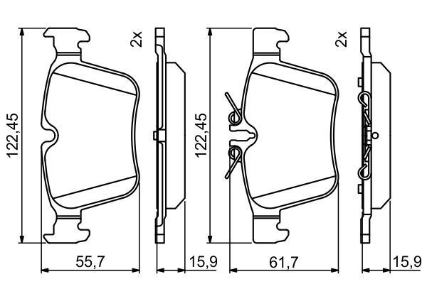 Brake Pad Set, disc brake - 0 986 495 394 BOSCH