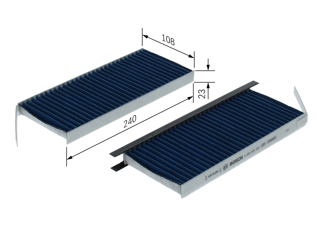 Filtro, Aria abitacolo - 0 986 628 653 BOSCH