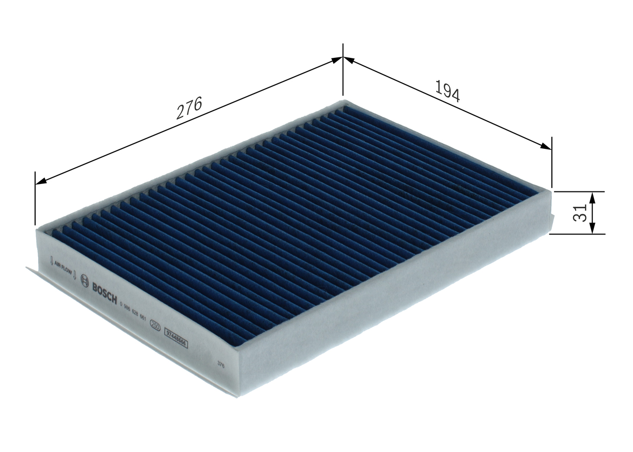 Filter, interior air - 0 986 628 661 BOSCH