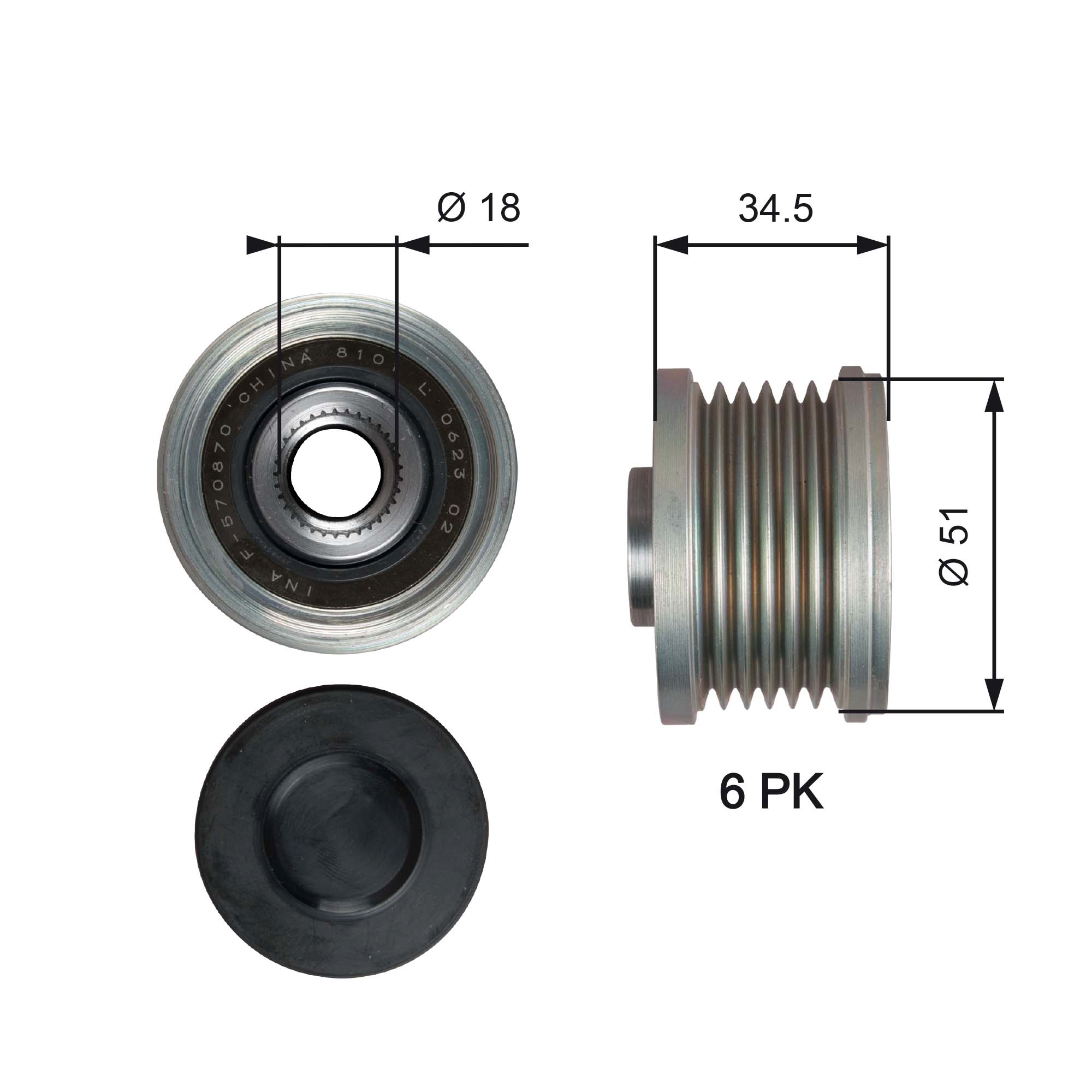 Alternator Freewheel Clutch - OAP7218 GATES