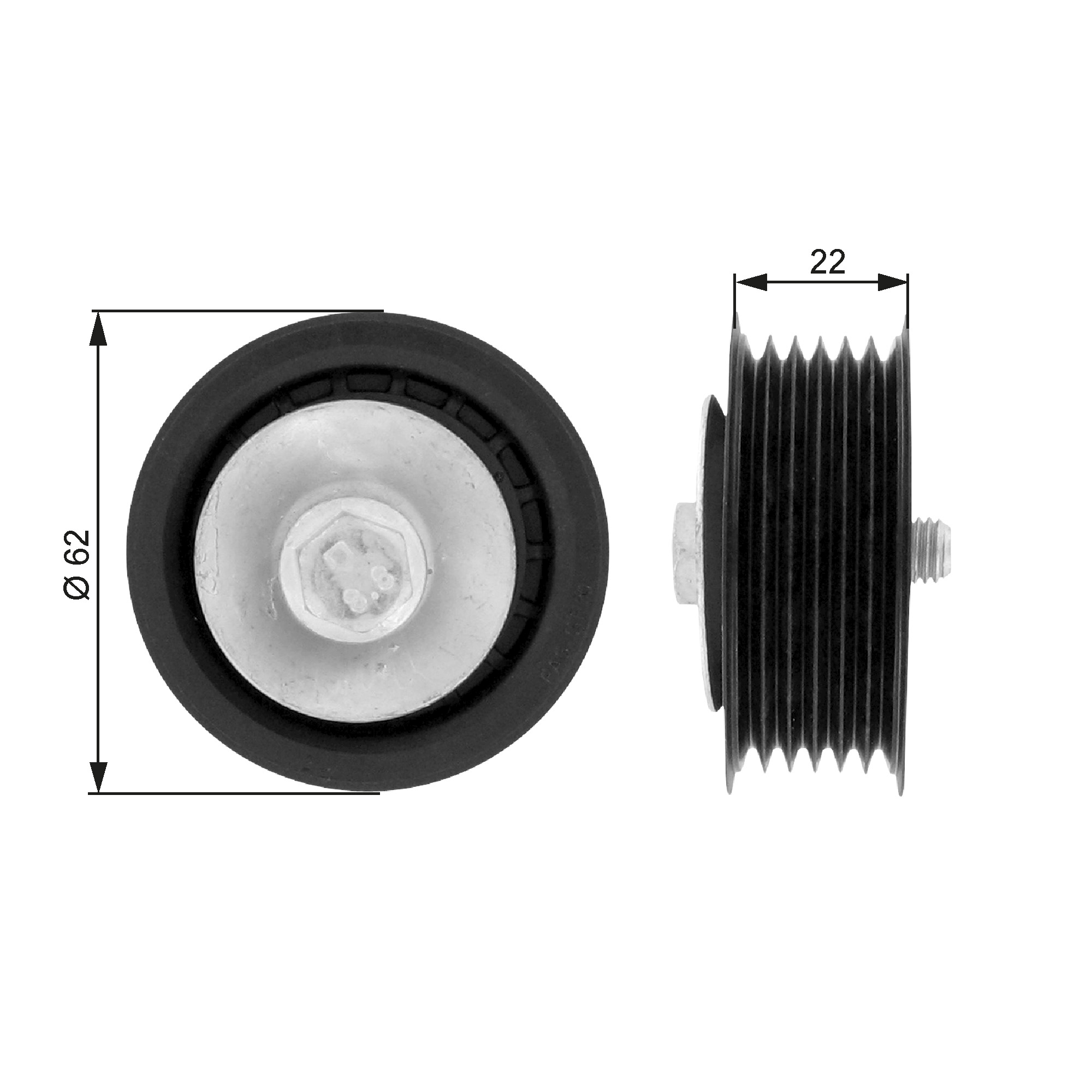 Deflection/Guide Pulley, V-ribbed belt - T36079 GATES