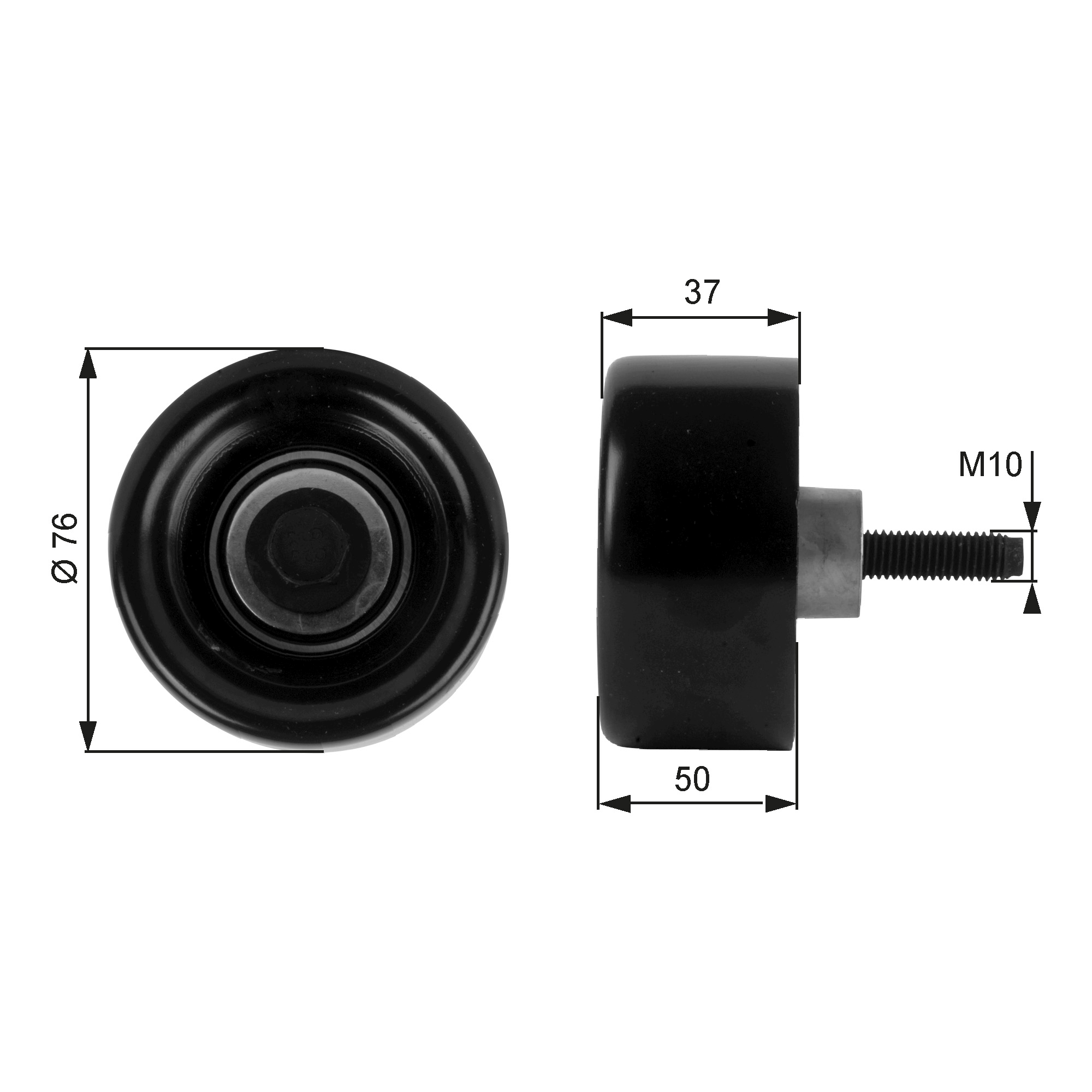 Deflection/Guide Pulley, V-ribbed belt - T36186 GATES