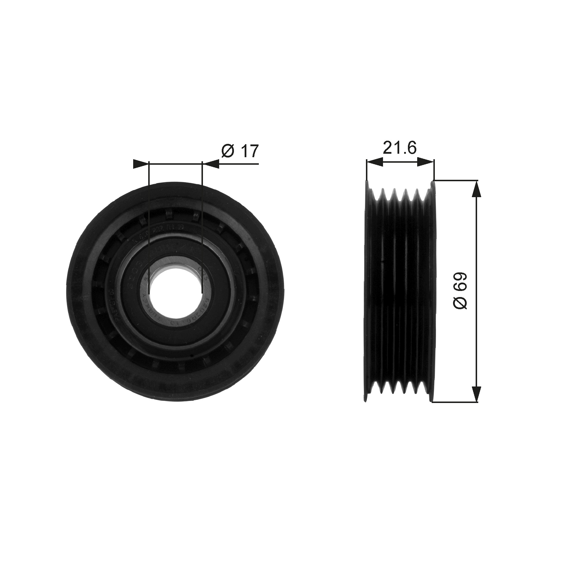 Deflection/Guide Pulley, V-ribbed belt - T36189 GATES