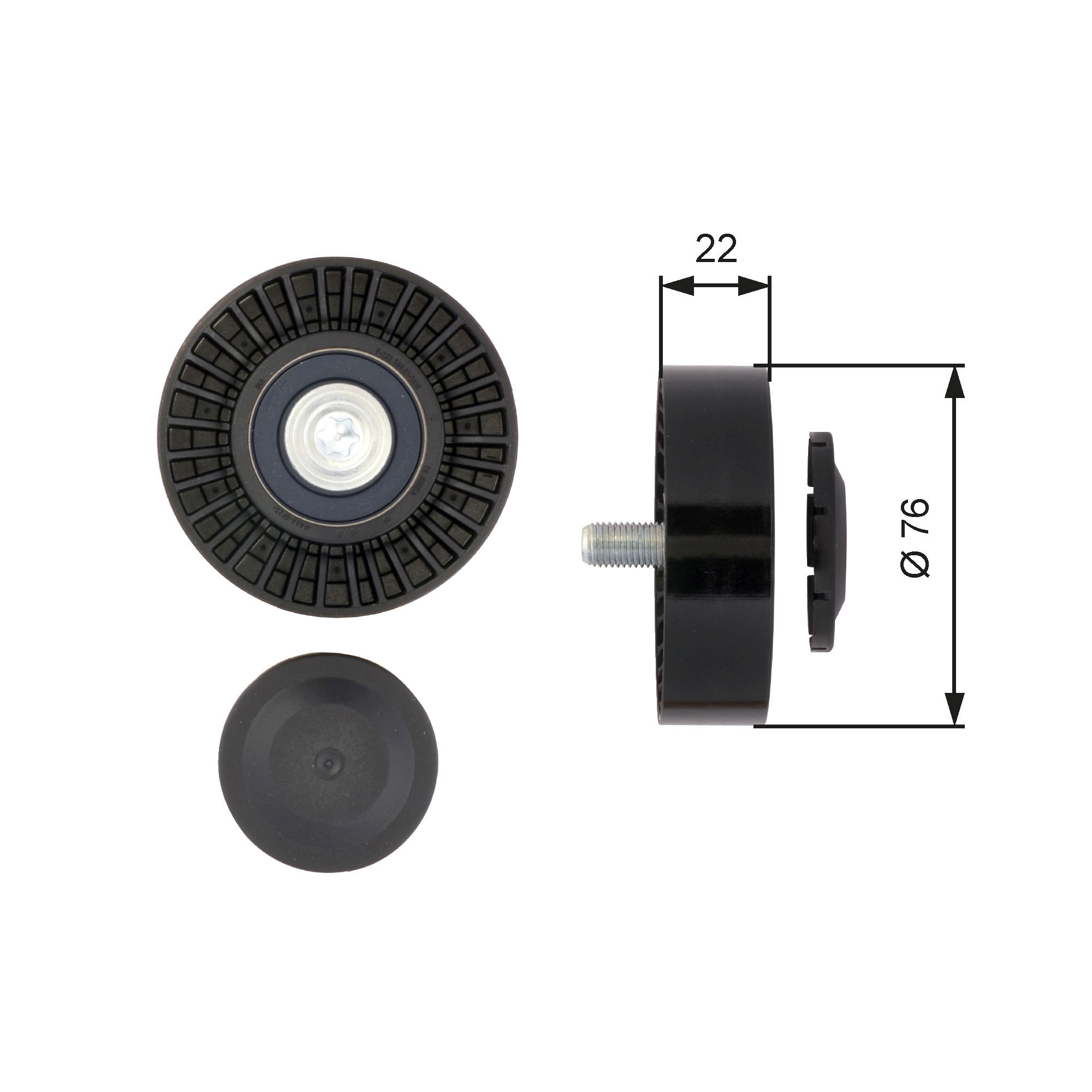 Deflection/Guide Pulley, V-ribbed belt - T36389 GATES