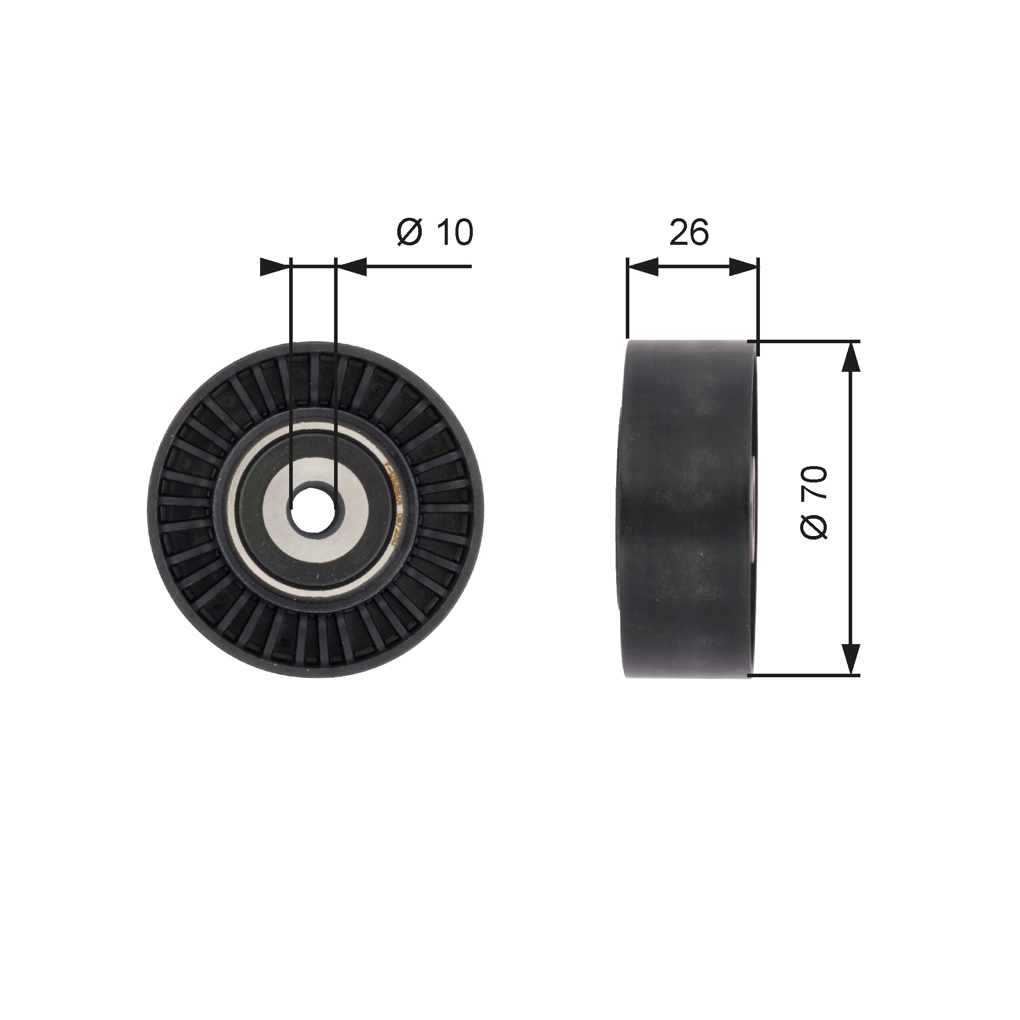 Deflection/Guide Pulley, V-ribbed belt - T36393 GATES