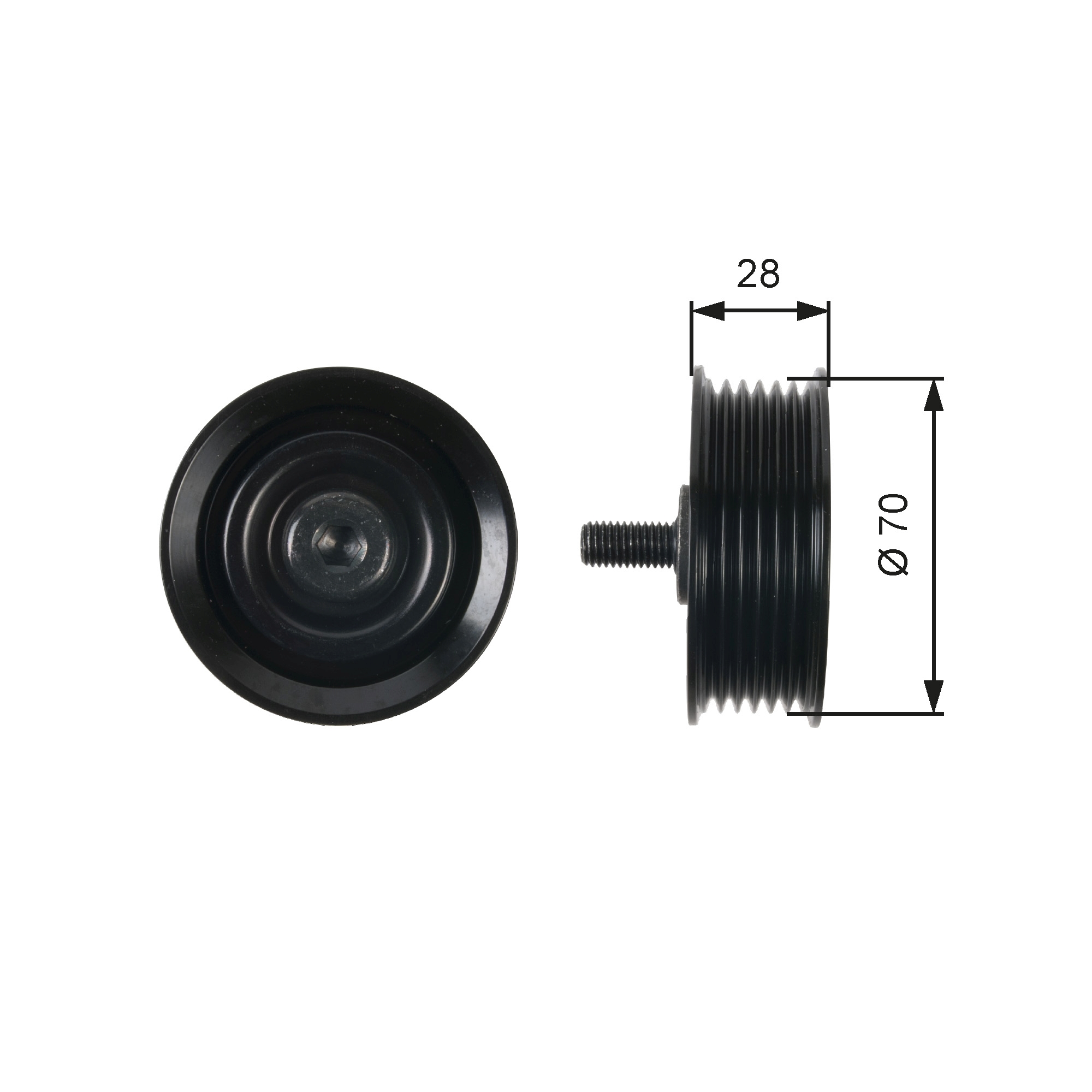 Deflection/Guide Pulley, V-ribbed belt - T36410 GATES