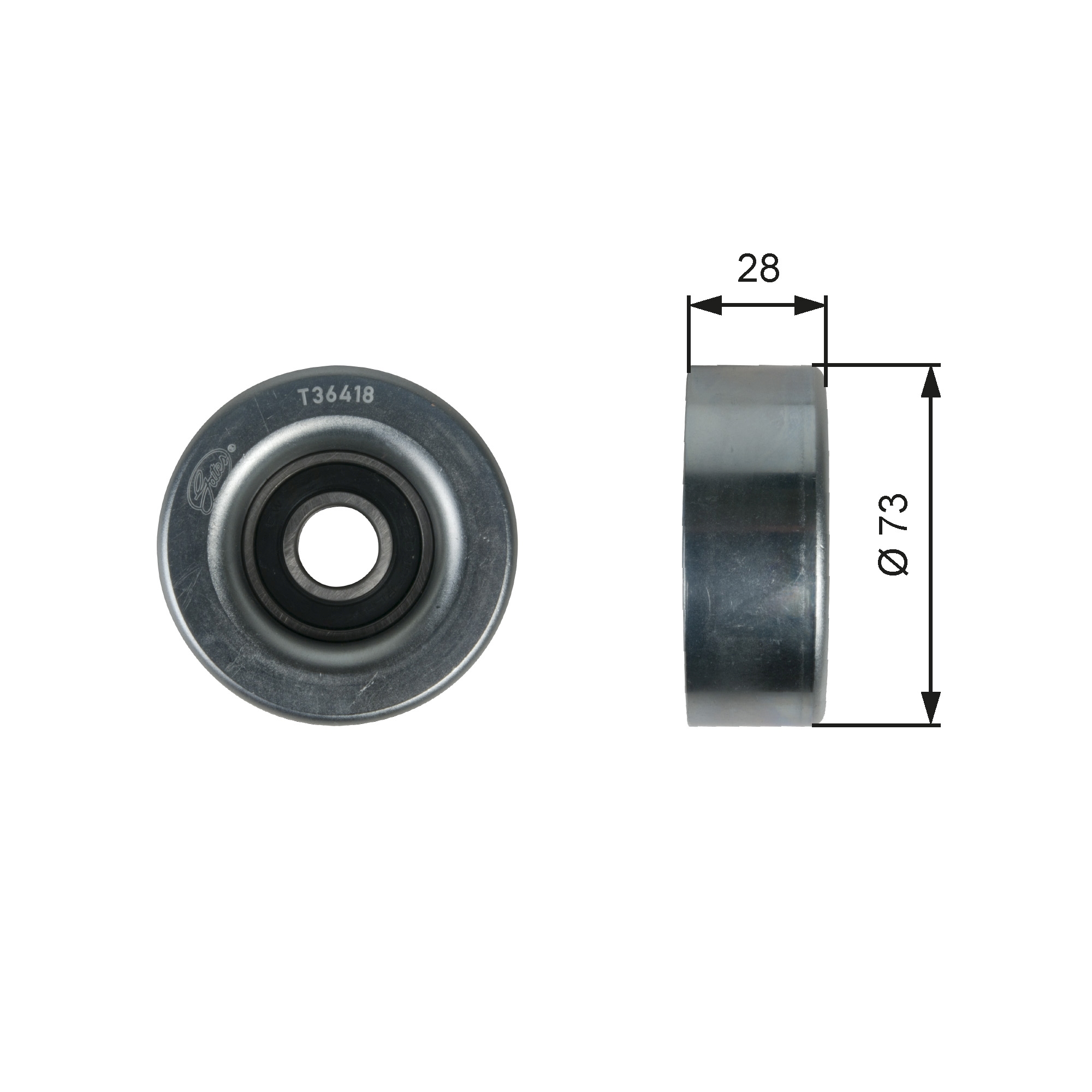 Deflection/Guide Pulley, V-ribbed belt - T36418 GATES