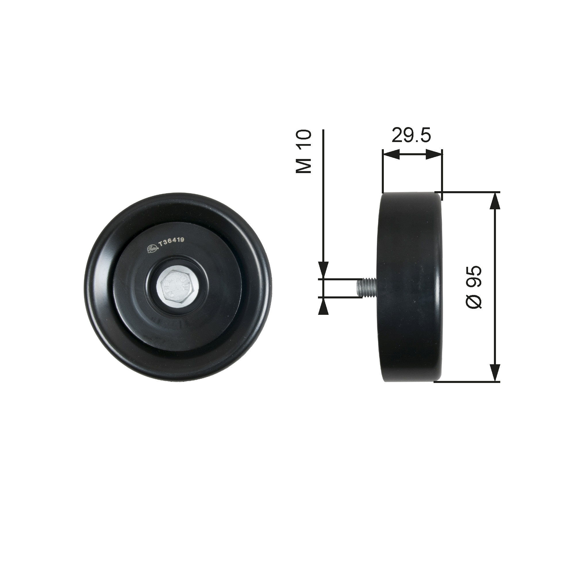 Deflection/Guide Pulley, V-ribbed belt - T36419 GATES