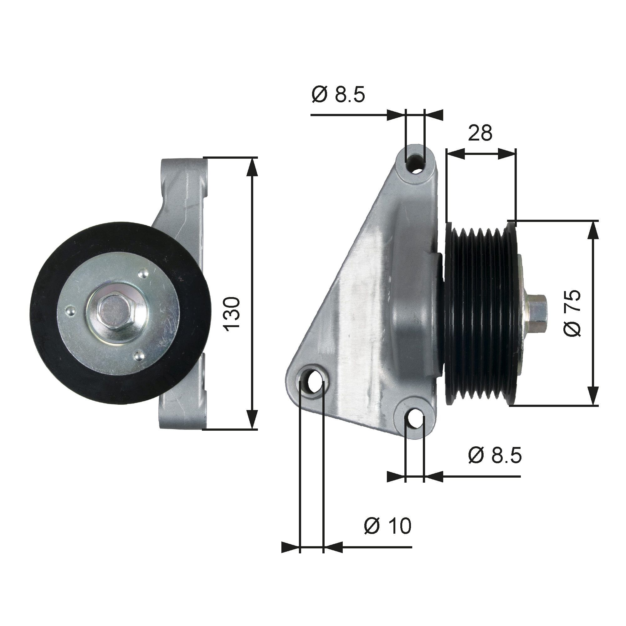 Deflection/Guide Pulley, V-ribbed belt - T36422 GATES