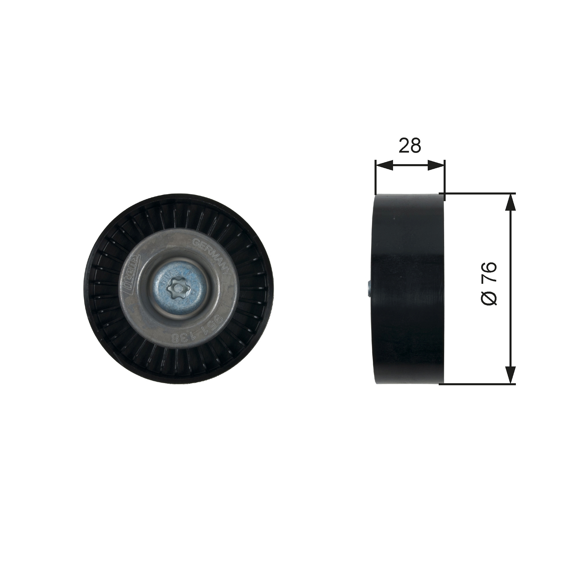Deflection/Guide Pulley, V-ribbed belt - T36423 GATES
