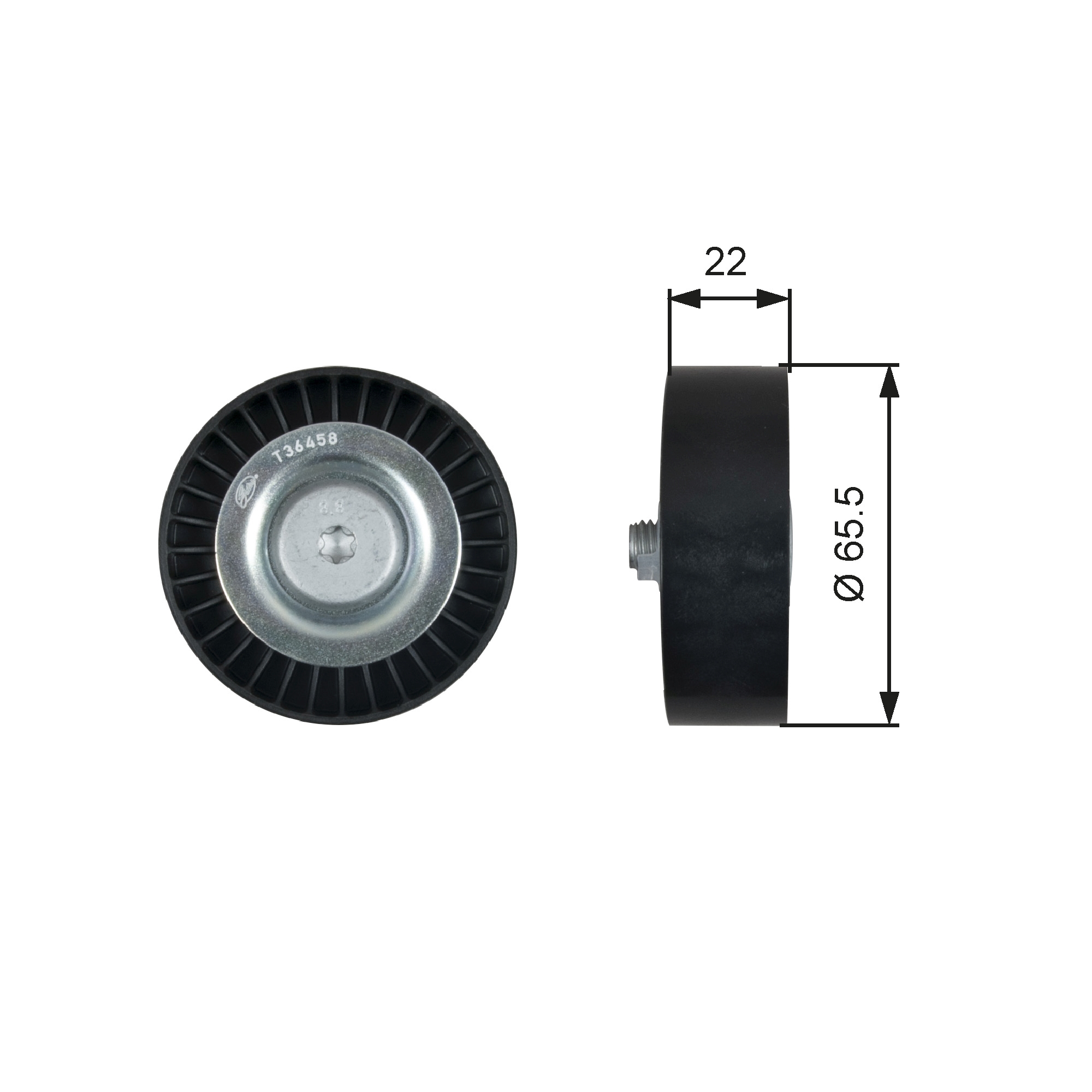 Deflection/Guide Pulley, V-ribbed belt - T36458 GATES