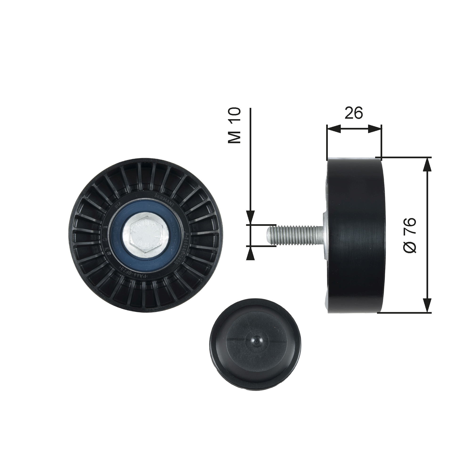 Deflection/Guide Pulley, V-ribbed belt - T36485 GATES