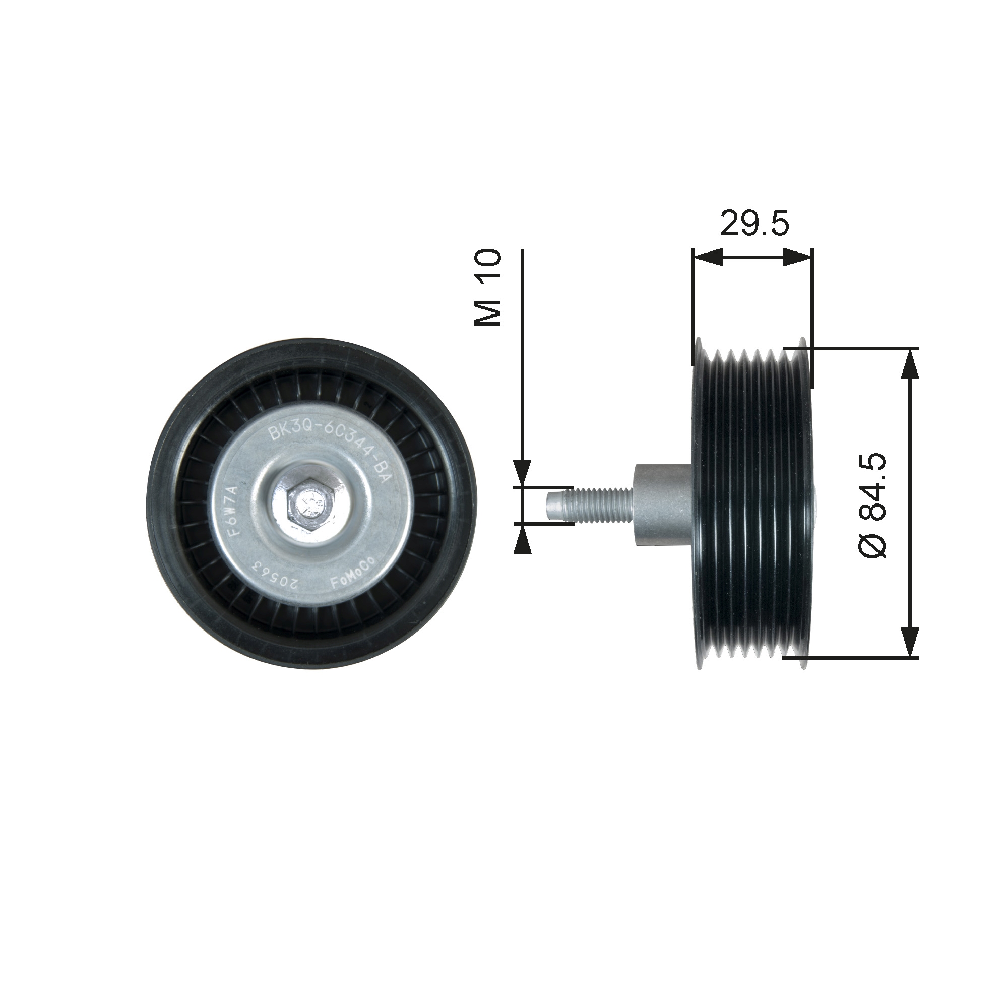 Deflection/Guide Pulley, V-ribbed belt - T36536 GATES