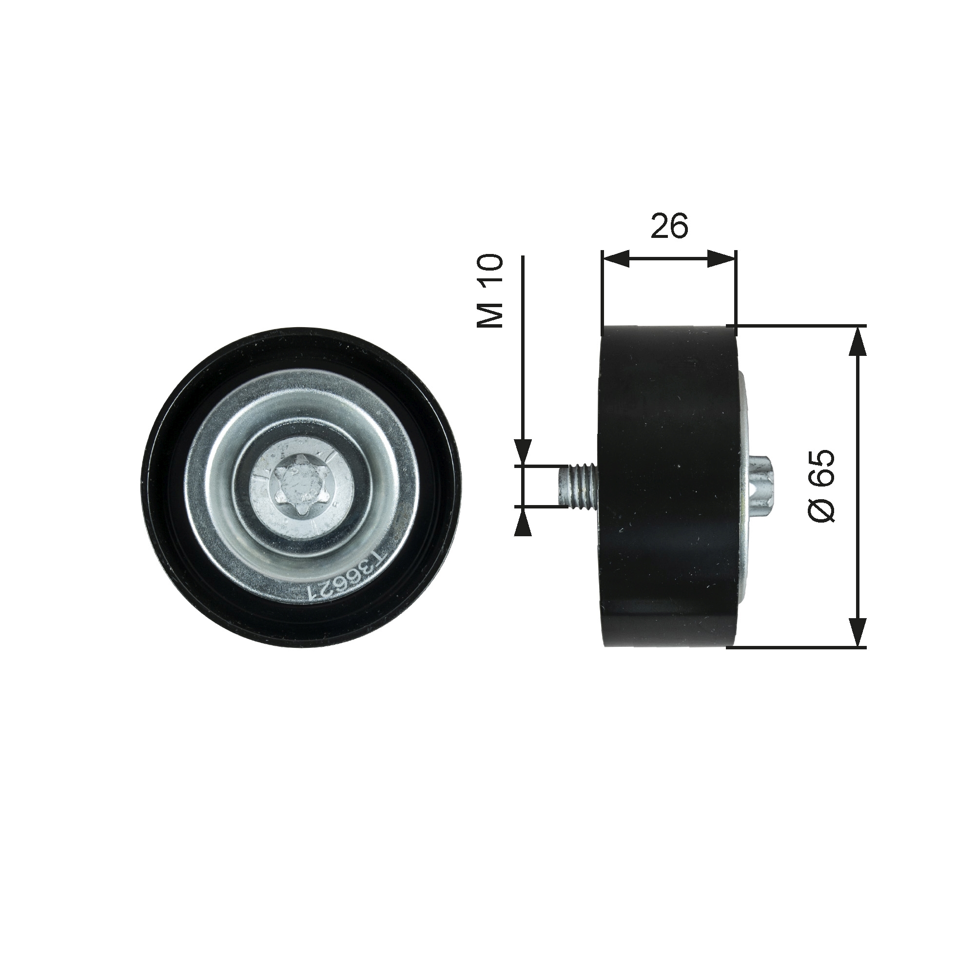 Deflection/Guide Pulley, V-ribbed belt - T36621 GATES