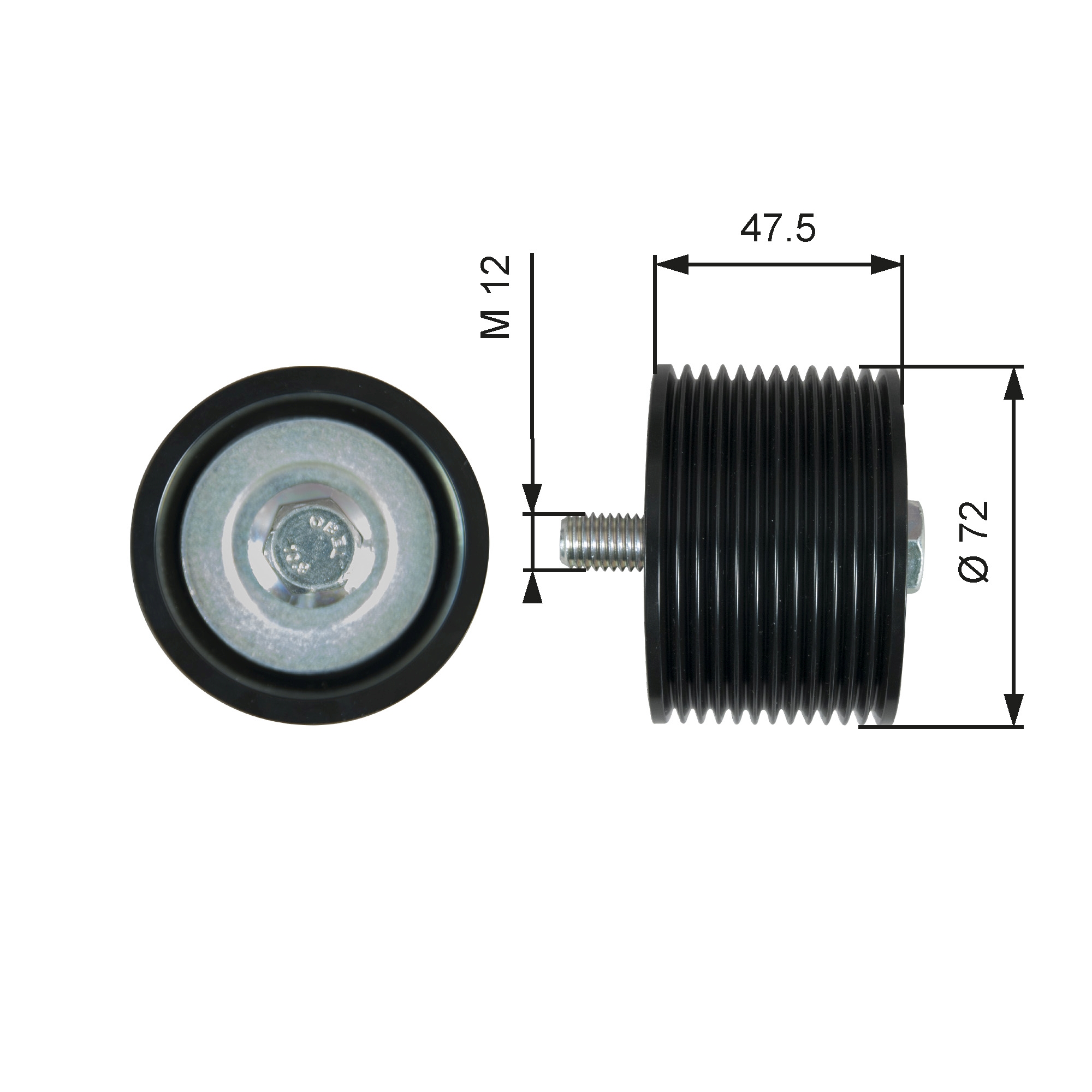 Deflection/Guide Pulley, V-ribbed belt - T36627 GATES