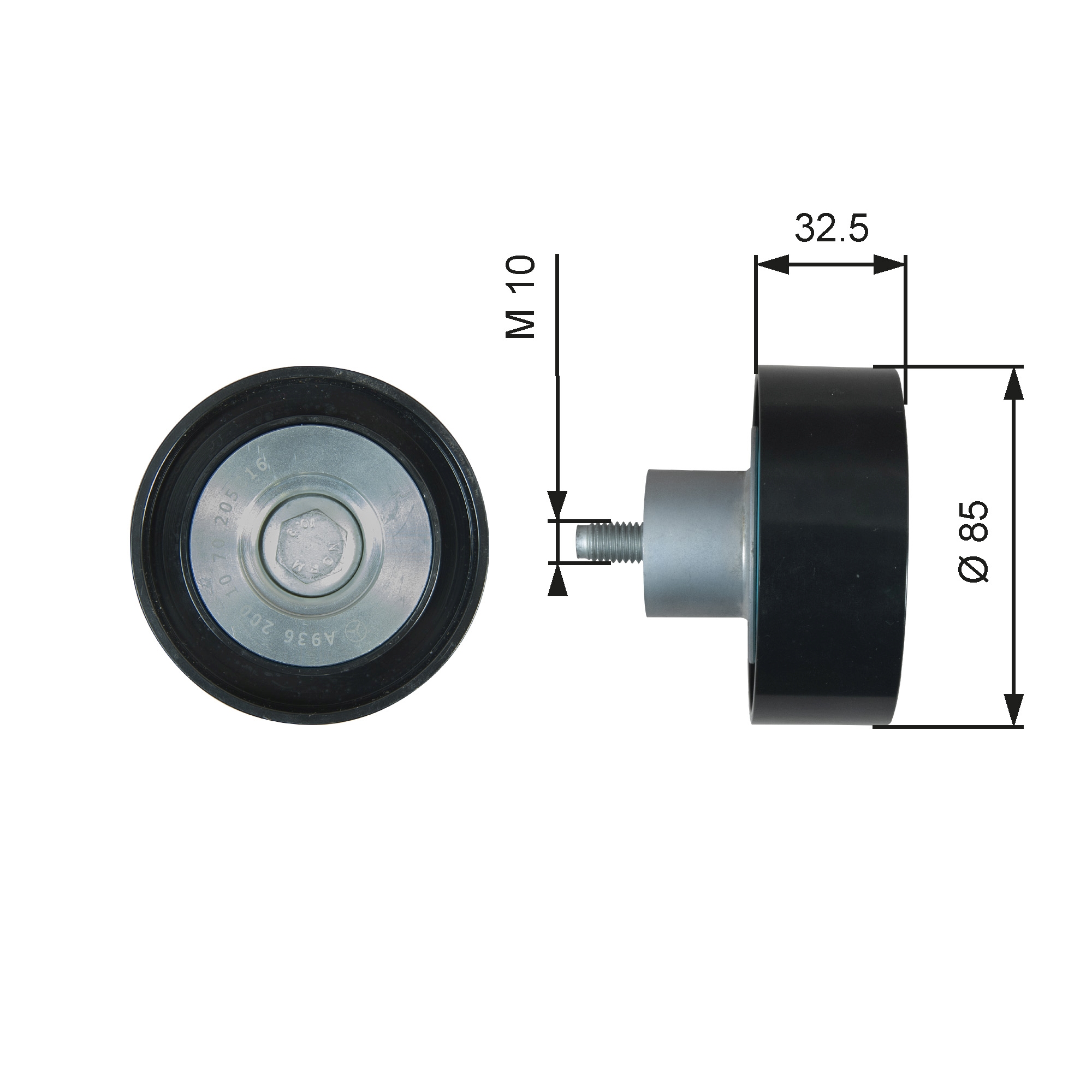Deflection/Guide Pulley, V-ribbed belt - T36629 GATES