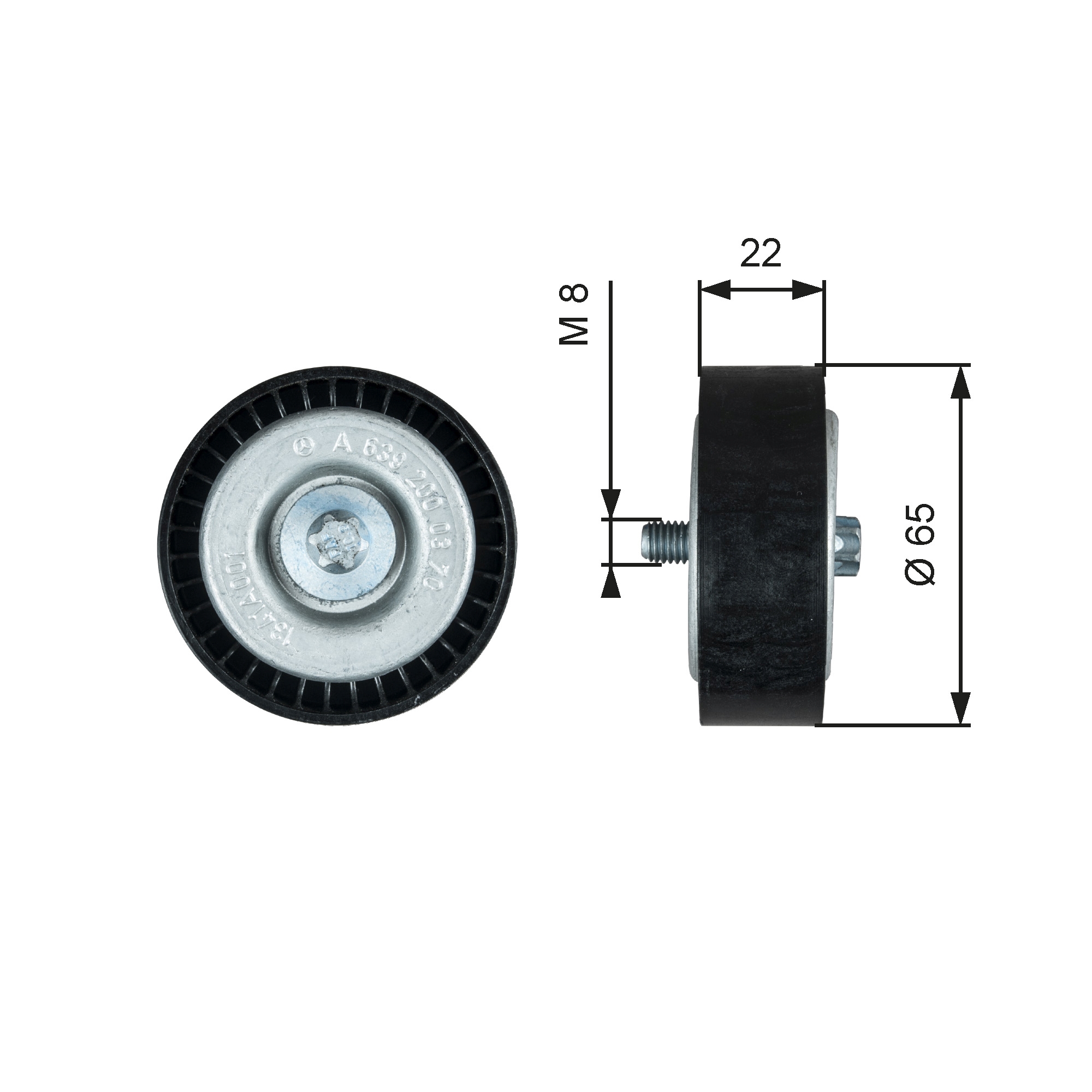 Deflection/Guide Pulley, V-ribbed belt - T36734 GATES
