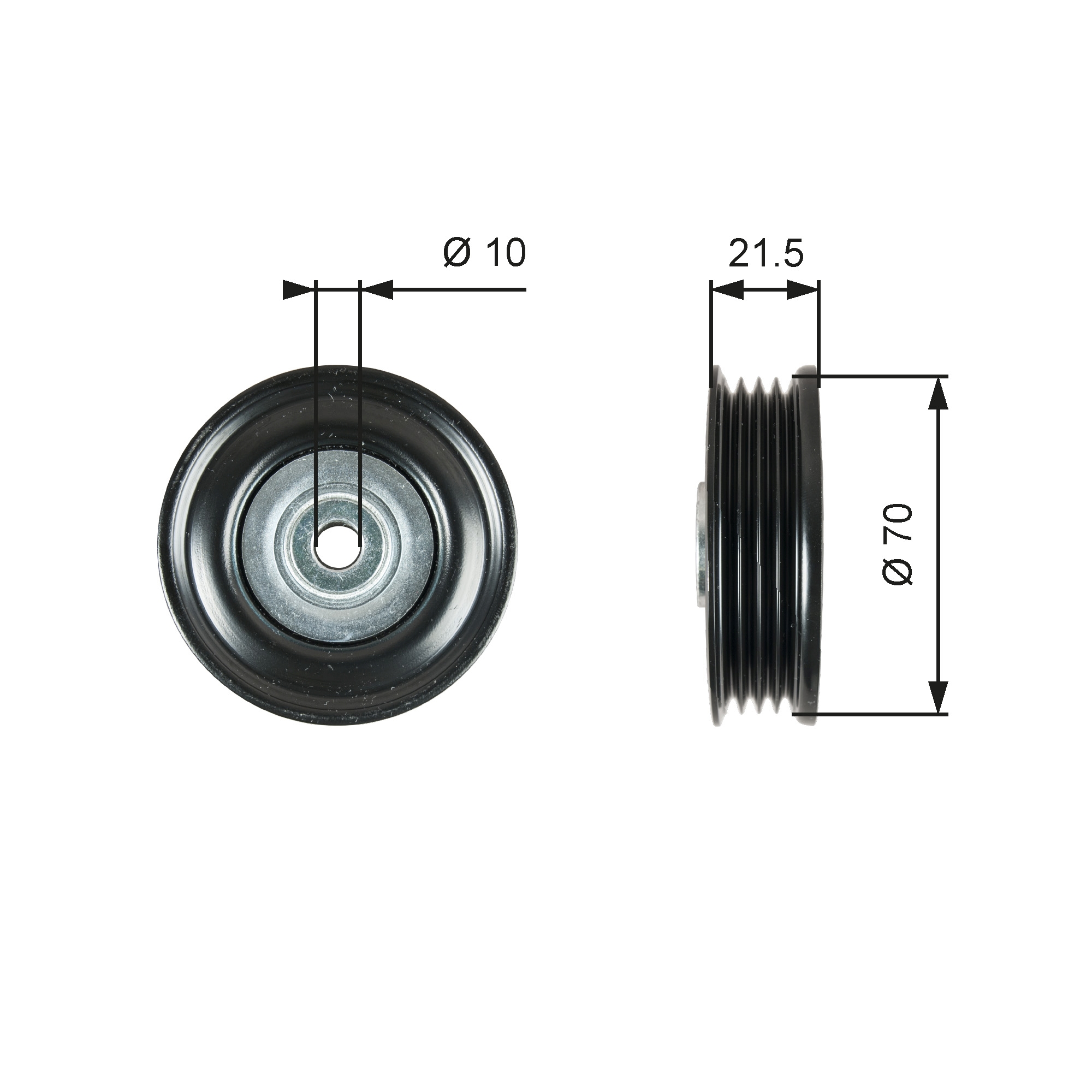 Deflection/Guide Pulley, V-ribbed belt - T36747 GATES