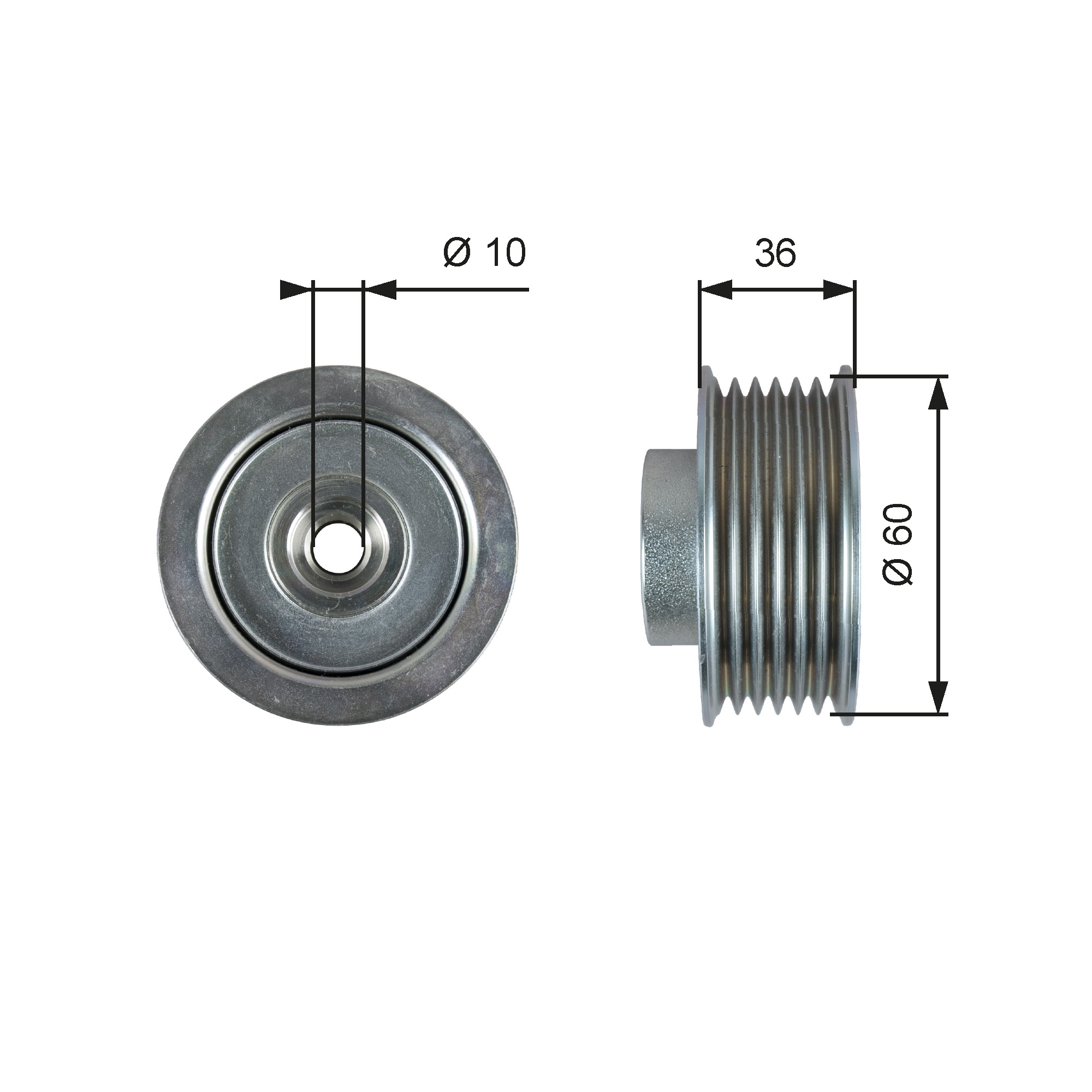 Deflection/Guide Pulley, V-ribbed belt - T36753 GATES